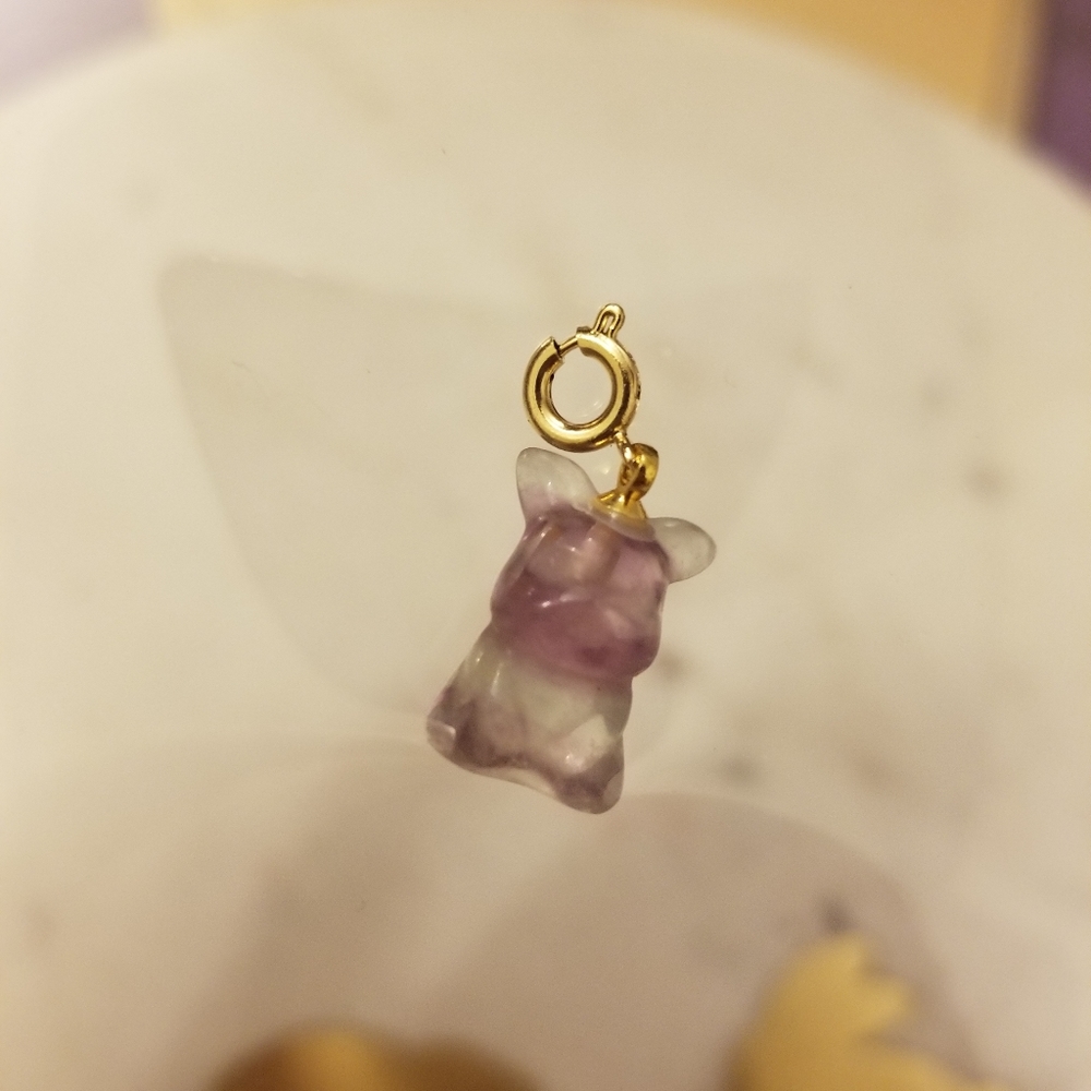 Fluorite pokemon pikachu bracelet charm purple